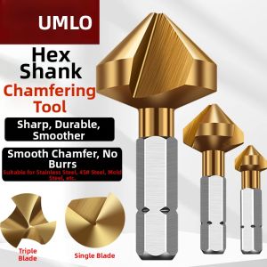 UMLO | Cobalt-Infused 3-Edge Hexagonal Handle Deburring Chamfering Tool 90 Degree