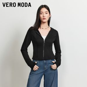 Vero Moda | Women Hooded Fleece-Lined Thumbhole Structured Shoulder Short Jacket