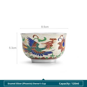 SANXUN | Silver-Plated Dragon and Phoenix Ceramic Tea Cups