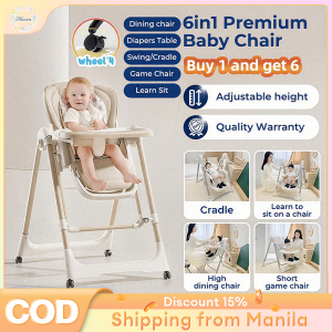 Foldable High Chair for Baby 6 In 1 Feeding Chair Height Adjustable For 0-6 Year Wheels