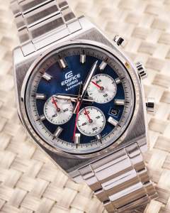 ĐỒNG HỒ NAM CHÍNH HÃNG CASIO EDIFICE EFB-730D-2AV Quartz Chronograph Blue Dial Sapphire Silver Stainless Steel For Men
