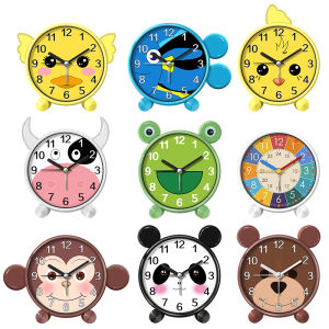 Cute Childrens Educational Alarm Clock Bedroom Desktop Early Education Small Animal Round Mute For Boy Girls Home Decoration
