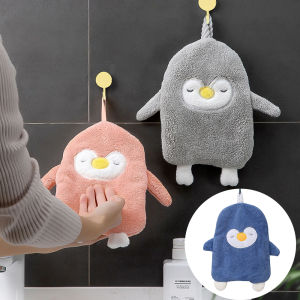 Khăn Treo Nhà Bếp Hình Chim Cánh Cụt Khăn Tắm Vải Làm Sạch Mềm Dễ Thương Cho Trẻ Em San Hô Lông Cừu