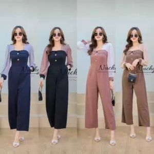 จั้มสูทขายาว ซิปหน้า จั๊มสาวอวบ ไซส์ใหญ่ อก40 แฟชั่น jumpsuit