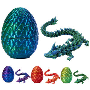 30cm 3D Printed Dragon in 13cm Egg Chinese Dragon Figurine Fidget Toys Fun Home Office Decor Best Gift for Autism/ADHD