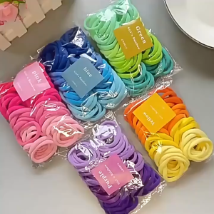 Karet Kunciran Rambut Handuk Wanita 50pcs Warna Permen Aksesoris Elastis Kuncir Donat 4cm JCIK181