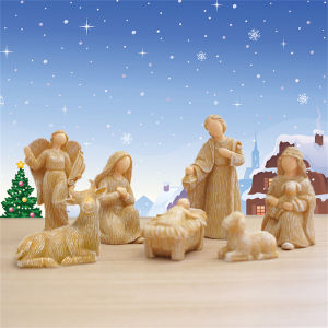 10 pieces of horse trough set with 10 resin crafts religious ornaments for the birth of Jesus Christmas gifts holiday decorat