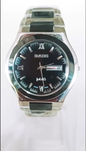 Đồng hồ NAM Chính hãng Side lớn 38mm Mặt đen.Dây viền đá Kính đá safia Máy quạt nhật. Hàng mới 100%