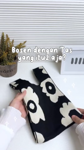 Tas Wanita Tote Bag Lucu Cewe Tas Serebaguna Korean style Tote Bag Knit Rajut Premium Quality XX310