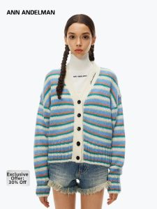 ANN ANDELMAN | Colored Stripes Marmot Wool Long-sleeve Cardigan