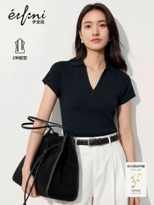 Elegant Stretch Fitting V-Neck Polo T-Shirt