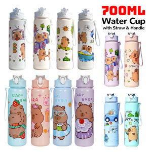 800/700ml Capybara Sports Water Bottle with Straw & Handle Portable Drinking Bottle Kawaii Water Bottle for Boys Girls Daily Use