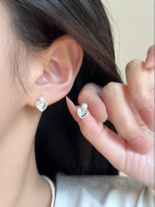 YUCOO | Heart-shaped Freshwater Pearl Earrings S925 Sterling Silver