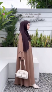 Gamis Anak Tanggung Usia 9-17 Tahun Zahwa Abaya Remaja Premium Spesial Lebaran 2025 Crinkle Airflow Variasi List Hitam