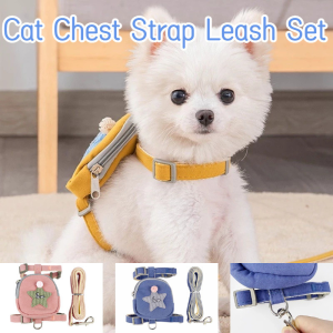 Pet Harness Backpack Dog Cat Adjustable Chest Vest Bag with Leash Travel Cute Plush Bag