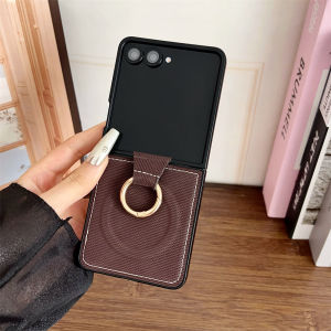 เคสโทรศัพท์หนังพร้อมที่ชาร์จไร้สายแม่เหล็กสำหรับ Samsung Galaxy Z Flip 7 6 5 4 3 5G Flip7 FE พร้อมวงแหวนยึดติดกันกระแทก