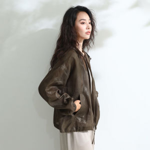 Miccbeirn | Pure Flax Material Hooded Windbreaker Short Jacket Commute Style Womens Top White Enhancing Casual Loose Fit Long Sleeve