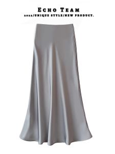 Loowmane | Satin Silky Mid-length Flared Skirt