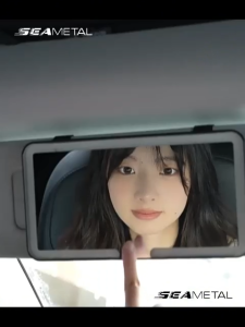 SEAMETAL Car Sunshade Makeup Mirror with LED Light - Shatterproof USB-Powered Interior Accessory for Enhanced Visibility