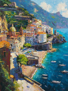 HUACAN Diamond Mosaic 5D City Street Landscape Fairy Dust AB Full Drill Diamond Art Painting Seaside Home Decor