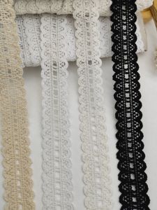 Màu Đen Trắng Ren Viền Cotton Vải Bông Sợi Rỗng Ra Rộng 3.5cm Xuyên Thủng Dệt Vải Băng Cho Diy Phụ Kiện May Vá Vải Gia Đình