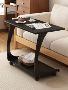 Mobile Mini Tea Table with Wheels Living Room Sofa Bedside Study Desk Corner Table for Small Household Bamboo Material