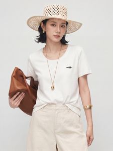 Basic House | Cotton Round Neck Embroidered Short Sleeve T-Shirt