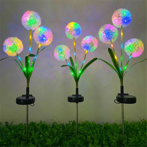 3 Onion Head Outdoor Solar Garden Lights: Dandelion Flowers Decoration