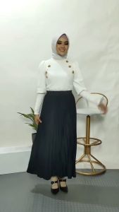 ROK PANJANG WANITA MUSLIM PLISKET MAYUNG REMPEL A LINE PLEATED SKIRT PREMIUM QUALITY