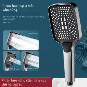 Có Thể Điều Chỉnh Cao Cấp 3 Chế Độ Lượng Mưa Lưu Lượng Lớn Tiết Kiệm Nước Chrome Hoàn Thiện Vuông Cầm Tay Phụ Kiện Phòng Tắm