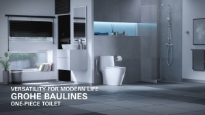 GROHE Bau Ceramic Floor Standing One Piece Rimless Toilet (Rough-In 305) 39994000 + 36490000