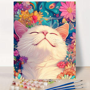 60X75cm Oil Painting By Numbers Cat in a Sea On Canvas DIY Paint by numbers Frameless Digital Painting Home Decor