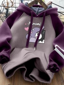 Girls Fleece Lined Hoodie Warm Top for Middle And Big Children Fashionable Streetwear Spring Autumn New Style Polyester Fabric