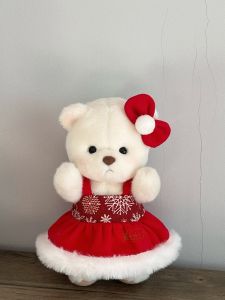 Red Skirt Lena Bear Doll Clothes Handmade Winter New Years Medium Size Doll Outfit for Plush Toys Boys And Girls