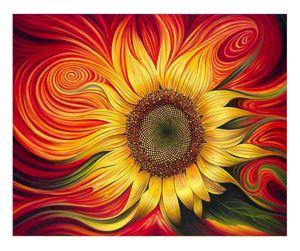 DIY Oil Painting By Number Red Sunflowers Paint By Number Oil Handpainted Acrylic Unique Gift Wall Art Home Decor