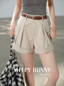 100 Cotton Foldable High Waist A-Line Wide Leg Shorts