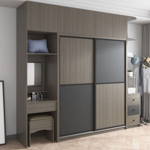 Modern Minimalist 2 Door Sliding Wardrobe Dressing Table Storage Cabinet