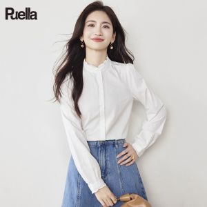puella | Lace Trimmed Collar Shirt for Women