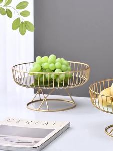 Creative Glass Fruit Dish - Snack Plate for Living Room Tea Room 1 Layer Fruit Basket with Gold Hold Stand
