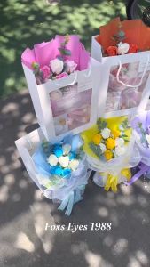 Bó Hoa Sáp 8 Bông Kèm Túi Giấy Bóng Kính Theo Tone Màu Quà Tặng Ngày Lễ Valentine Quốc Tế Phụ Nữ Dịp Lễ