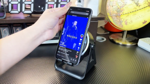 TOP SELLER Wireless Induction Bracket Speaker with Phone Stand RGB LED Light HiFi Stereo Sound Adjustable Desktop Holder Portable Bluetooth Audio Speaker Wireless Charging Dock for Smartphone Music Gaming Home Office