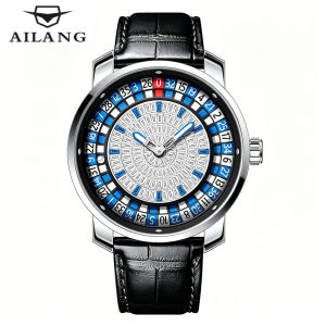 AILANG | AILANG Mens Fully Automatic Mechanical Watch with Leather Strap Wheel Design Casual Sporty Timepiece