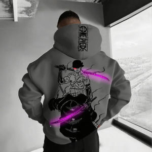 One Piece Zoro Anime Men Hooded Sweatshirt Spring Autumn Cotton Streetwear Casual Hoodie Graphic Print Cosplay Long Sleeve Tops