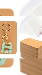 100Pcs Earring Necklace Keychain Display Card with Self Sealing Bags 2 Holes Retro Blank Kraft