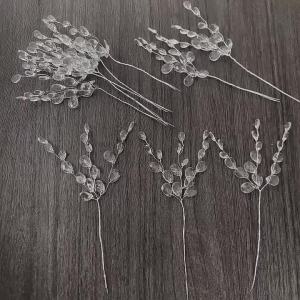 SMR | 10/20pcs Artificial White Crystal Acrylic Water Droplet Handmade Wedding Bridal Bouquet Wreath Hairpin DIY Gift Decor Accessory