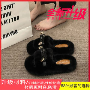 Womens Indoor Outdoor Slippers Thick Bottom Home Warm Cotton Slippers Fall Winter Fashionable Casual Plush Lined Slip-On Shoes