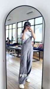 Overall Celana Cargo Jumpsuit Wanita Bahan Katun Tebal Korean Style Kekinian Terbaru Baju Kodok