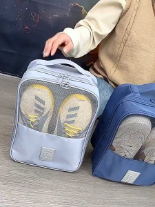 Virginex High Quality Zipper Travel Shoe Bag Waterproof Dust-Proof Multi layer Organizer 3pair Portable Shoe Organizer for Travel