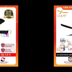 Đèn quạt trần led hiện đại - Đèn quạt trần màu đen - Quạt trần cánh nhựa Qvifa-97 lắp quán Bar nhà hàng quán Coffee