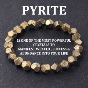 Pyrite Chalcopyrite Wealth Bracelet Handmade Irregular Cut Natural Stone Bangle Womens Mens Prosperity Guardian Energy Jewelry